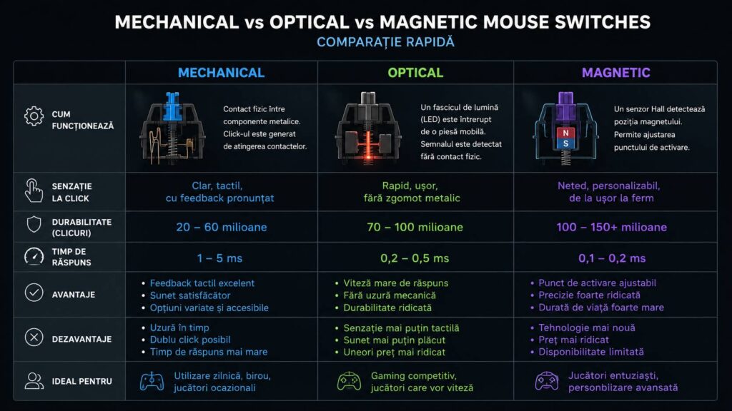 switch-uri mouse mecanice vs optice vs magnetice diagrama