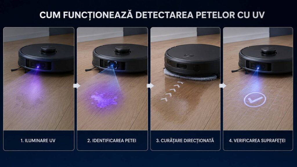 detectarea petelor cu UV la roboții aspirator diagrama