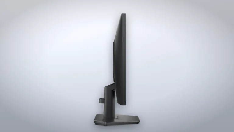 Dell SE2426HG din profil, cu panoul subțire, coloana piciorului cu clema pentru cabluri și baza
